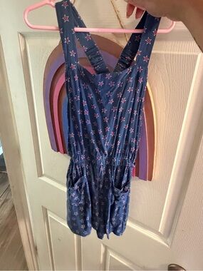 Copper Key Navy Romper with Pink & White Stars size 6